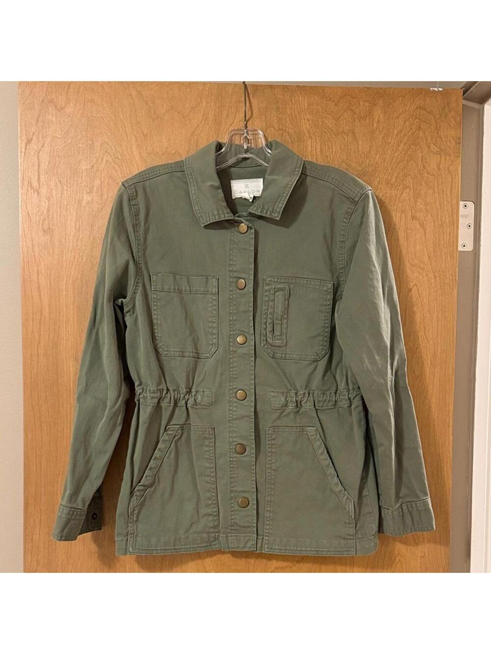 Caslon Olive Utility Jacket Women's S Nordstrom Multiple Pockets - Picture 4 of 9